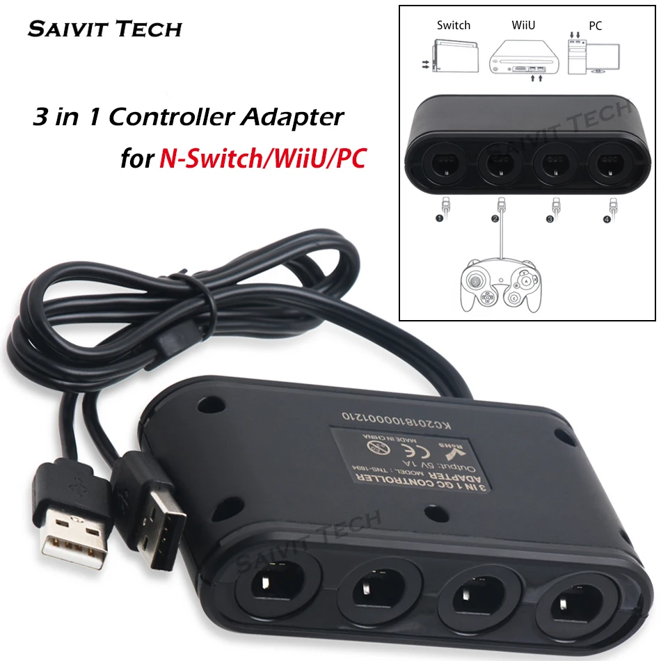 

3in1 Nintend Switch 4 Port for Gamecube for NGC Controller Adapter for Nintendo Wii U & Switch and PC