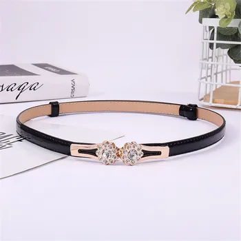 

Ladies Solid Color Belt Fashion Hot Sale Narrow Stretch Dress Belt Thin Buckle Leather Multi Color Belt ремень женский 50*