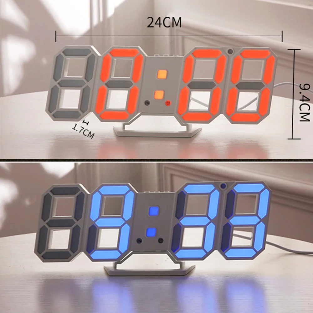 3D светодиодный Moderen настенные часы Дисплей 3 Яркость уровней затемнения Ночная