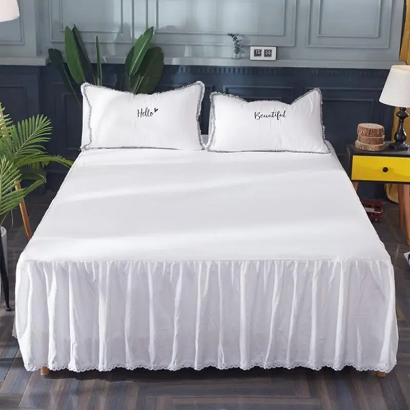 Белая хлопковая юбка для кровати, наматрасник, постельное белье, комплект хлопковой простыни для близнецов, королевского размера 120/160X200 см 36