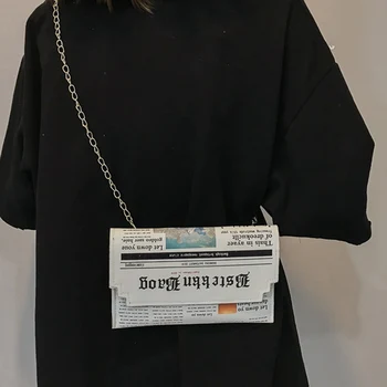 

Newspapers Envelope Bag Women Fashion Crossbody Bags Personality Chain Handbag Newspaper Modeling Shoulder Bag Casual Clutches
