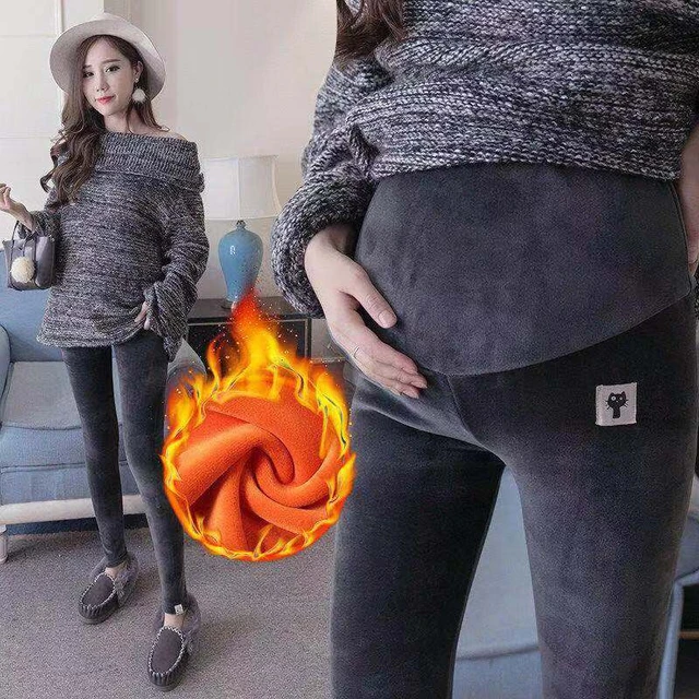 Pregnant Women Winter leggings Double Sided Velvet Keep Warm legging  Trousers Maternity thick Fleece Belly Pants