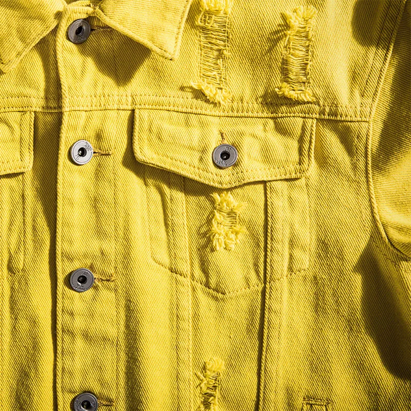 low cost  Plus Size Loose Ripped Yellow Denim Jackets 3XL Autumn Women Jean Coat Boyfriend Baggy Outwear Basi