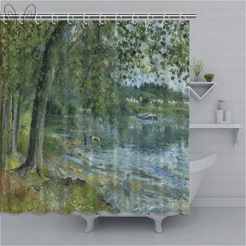 

Aplysia Oil Painting Bath Shower Curtain 3D Tree Mildew-proof Polyester Fabric Shower Curtains For Bathroom Decor