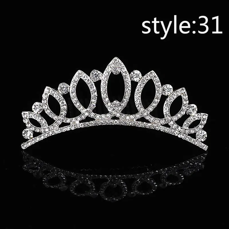 Мини-диадемы и короны с искусственным жемчугом, расчески для волос для принцесс, девочек, невесты, свадьбы, вечеринки, украшения для волос - Окраска металла: Style 31
