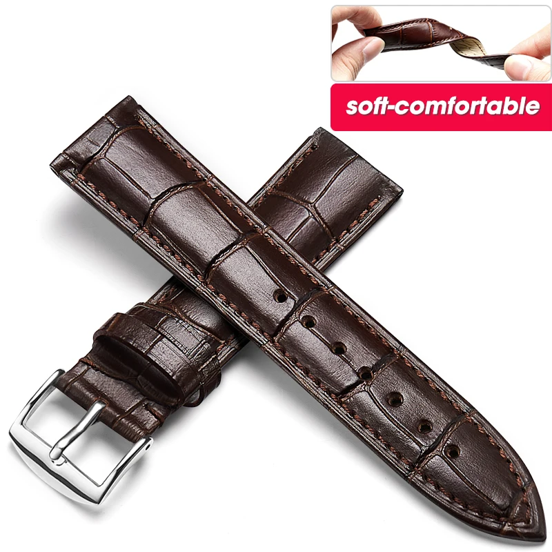 

Hongkong Genuine Leather Watchbands 12 to 24mm Watch Steel Pin buckle Band Strap High Quality Wrist Belt Bracelet