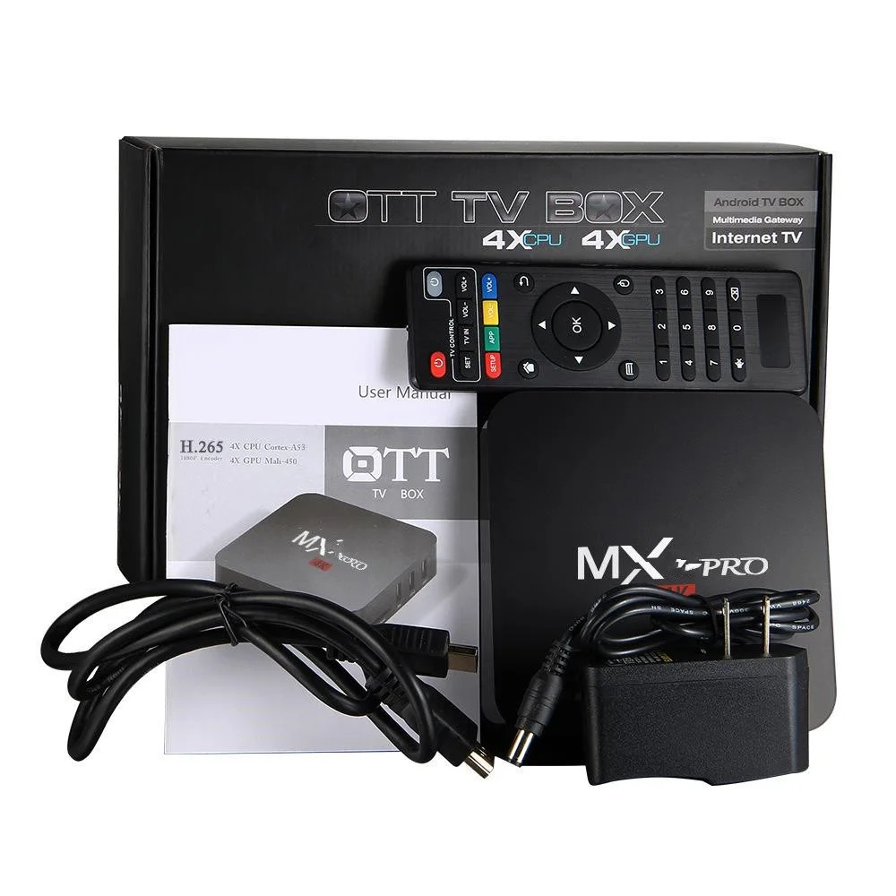5 шт. MX pro android 7 1 os amlogic s905w четырехъядерный 2 Гб 16 4k smart h.265 3D медиаплеер ТВ приставка |