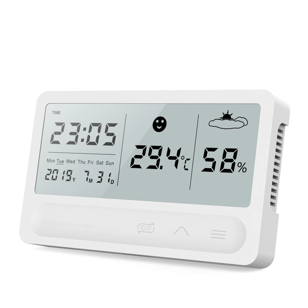 MOSEKO заряжаемый Термометр-Гигрометр автоматический электронный монитор температуры и влажности цифровой будильник с ЖК-экраном