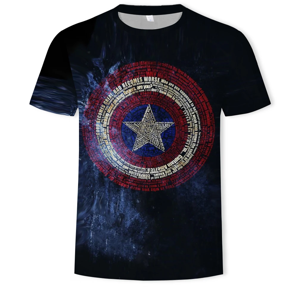 

Fashion Men T-Shirts 3D Captain America Distressed Shield Logo Marvel Comics Adult Shirt S-5XL 3D T-Shirts Superhero America Top