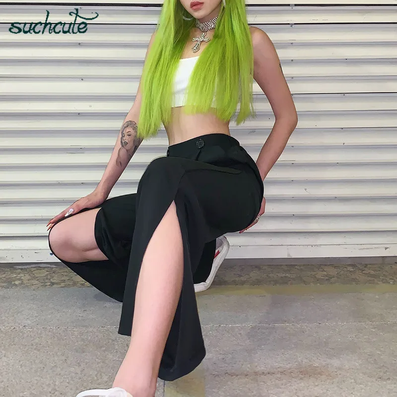 SUCHCUTE открытые женские брюки Широкие брюки корейский стиль блейзеры Брюки повседневные корейский Стиль Уличная Harajuku женские джоггеры