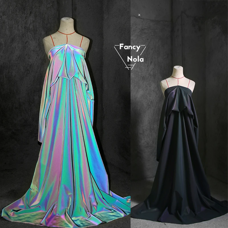 Iridescent Light Reflecting Fabric Gradient Luminous Noctilucent functional Color-changing 155cm Width Designer fabric CG032