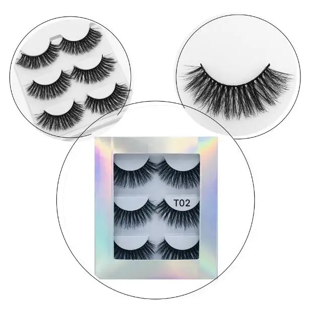 

Luxury mink lashes 3 pairs set thick soft & vivid false eyelashes handmade 10 models available 20sets/lot DHL Free