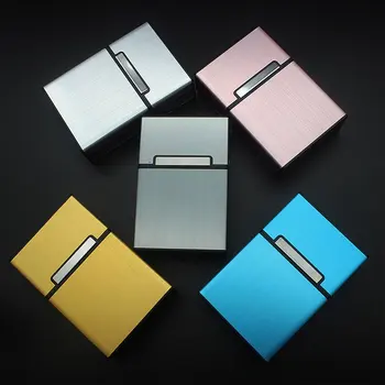 

Men's Brushed Aluminum Alloy Cigarette Case 20-Cigarettes Capacity Hard Cigarette Box Metal Cigarette Case