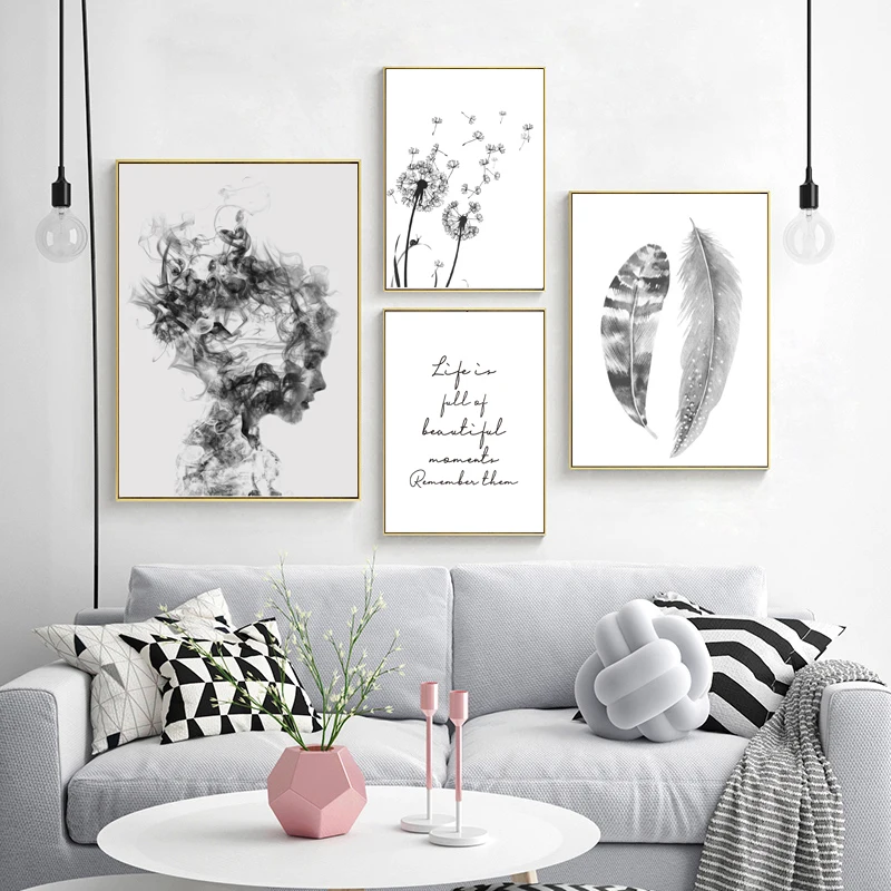 Nordic-Poster-Black-And-White-Pictures-Feather-Paintings-Butterfly-Art-Print-Abstract-Posters-And-Prints-Living