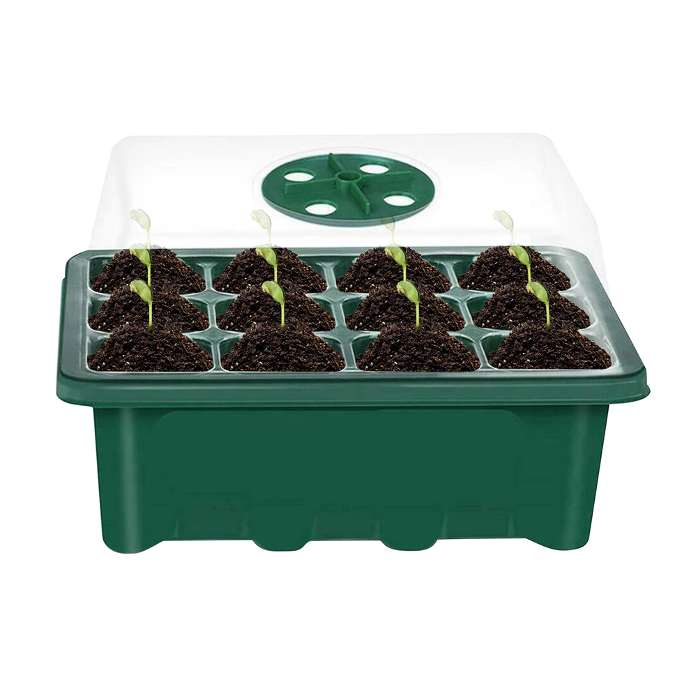 10pcs Seed Starter Tray Kit Garden Nursery Seedling Plant Germination Box Seedling Tray Humidity Adjustable Switch Garden Tools