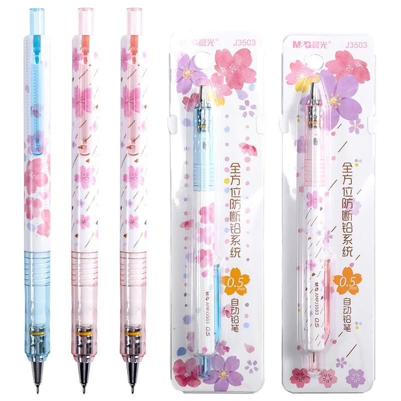 M&G Sakura Pink Mechanical Pencil 0.5mm Lead Professional Automatic Pencils Student Drawing for school office supplies фен sakura sa 4037r professional