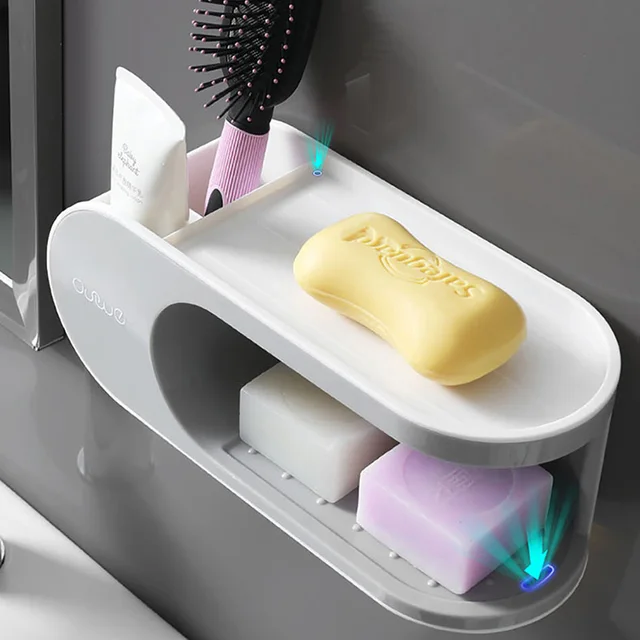 Gesew Drazer Szappanos Edény A Fürdőszobához Multifunkciós Szappantartó Horgok Szervezővel, Lyukasztó, Tárolódoboz Fürdőszoba Kiegészítők - Image 6