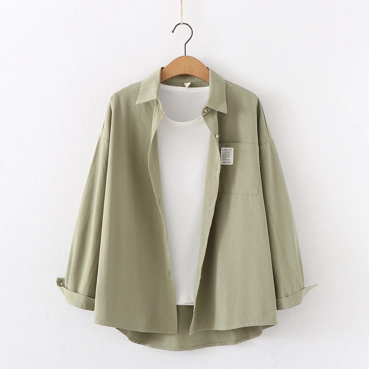 

2019 Autumn Chic Solid Color Blouse Shirts Women Korean Pocket Labeling Long Sleeve Quality Shirts Female Basic Loose Blusas