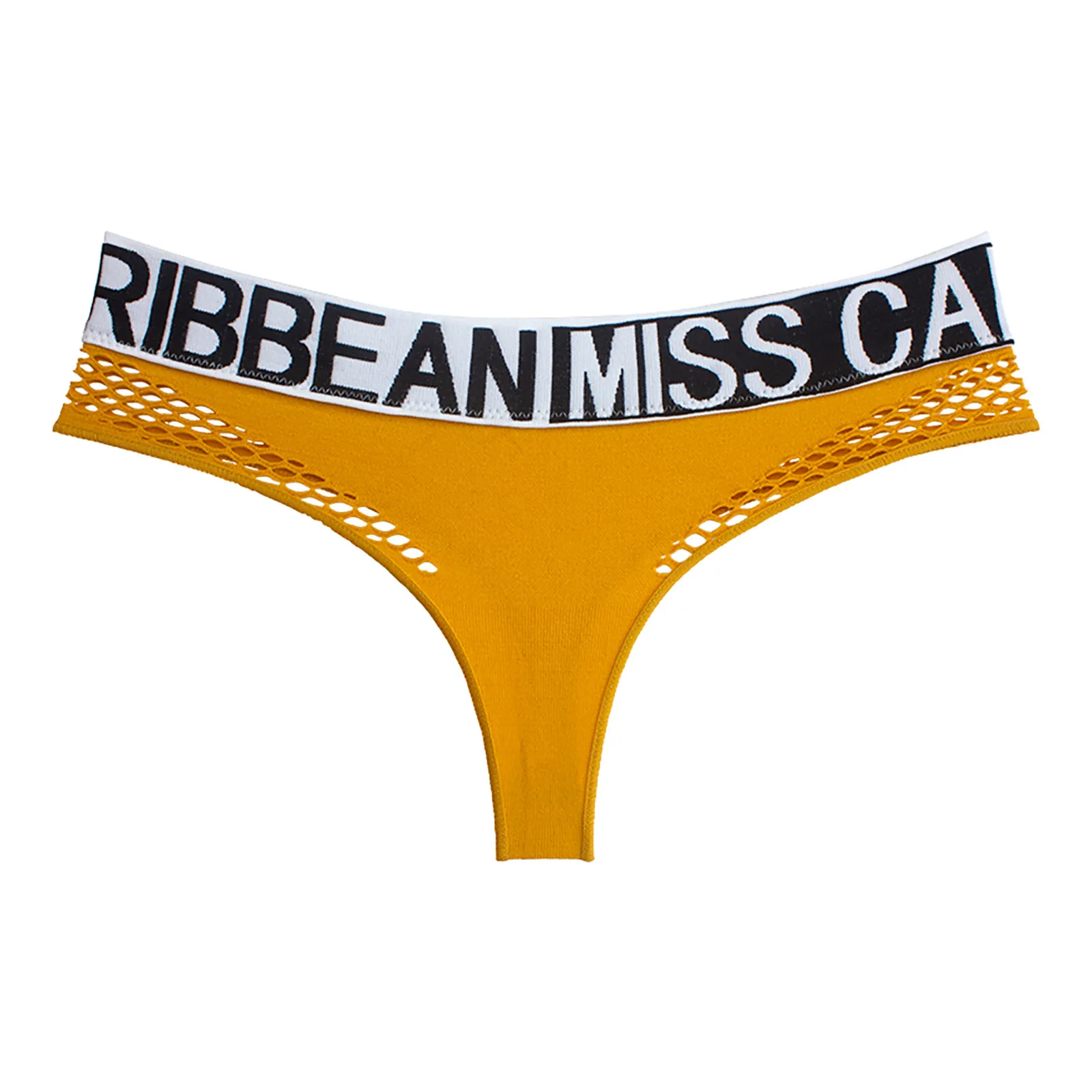 Women Thong Panties Hollow Out Mesh Sexy Low-rise Sports Underwear Letter Patchwork