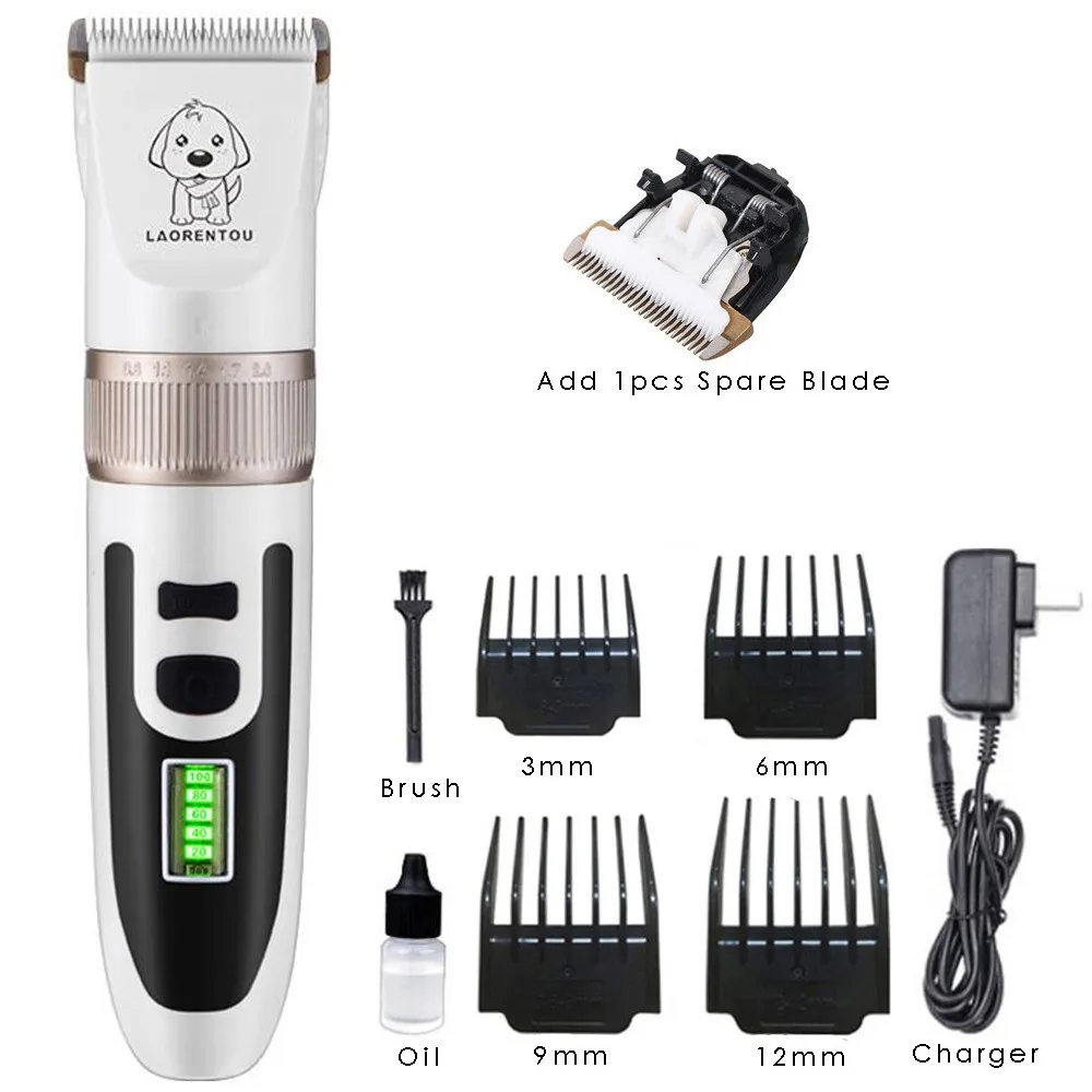 White Add 1pcs Blade Профессиональный триммер для стрижки домашних животных, машинка для стрижки собак, кошек, электробритва, перезаряжаемая машинка для стрижки домашних животных - Цвет: White Add 1pcs Blade