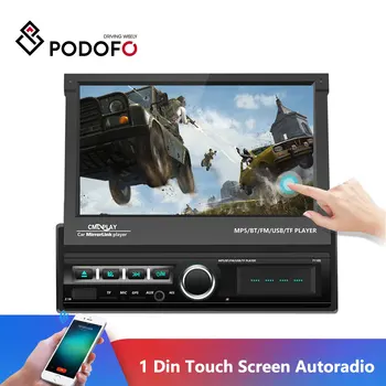 

Podofo Car Radio Autoradio 1 Din 7'' Touch Screen Car Multimedia Player Mirror Link Auto MP5 GPS Bluetooth USB FM AUX Radio