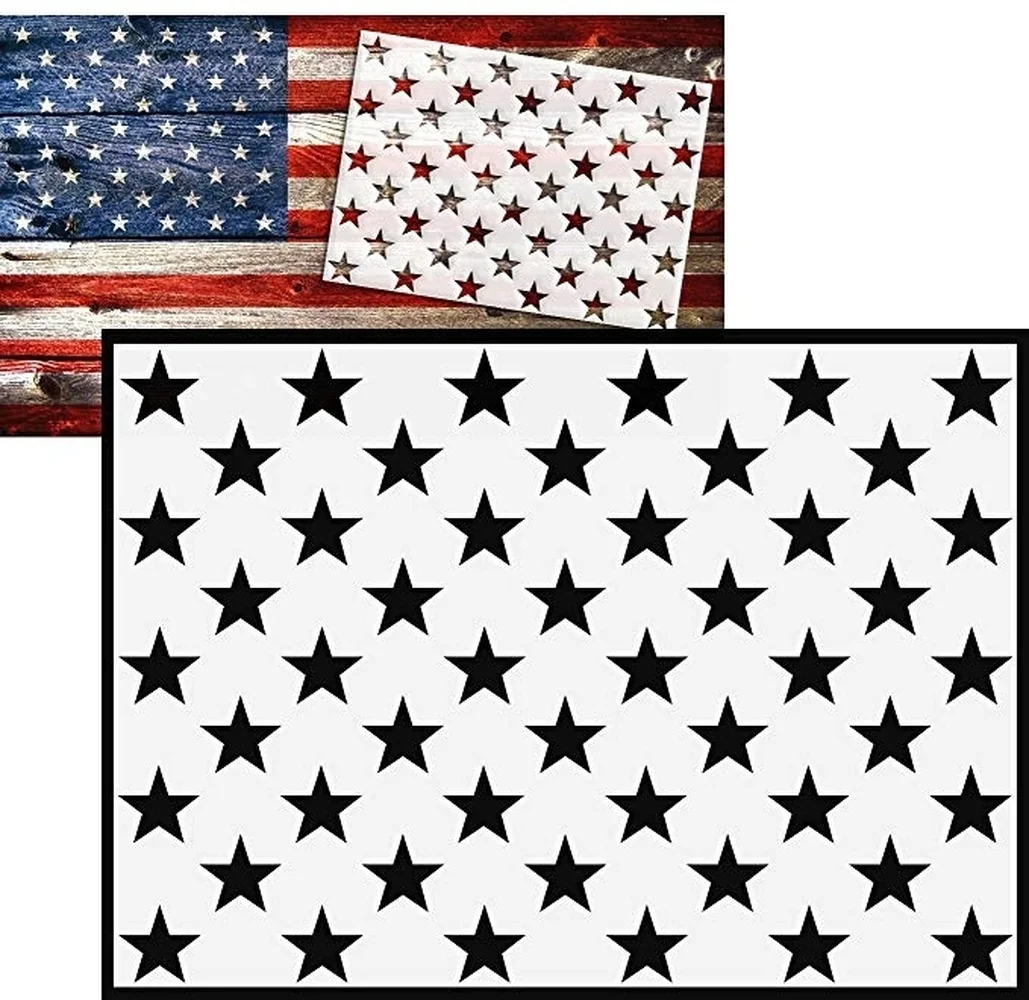 DIY Craft Layering American Flag 50 Stars Stencils for Walls