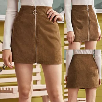 

Skirts Women Spring Zipper High Waist Corduroy Girls Sexy Uniform Pleated Mini Skirt Summer Fashion Lady Club Skirts Mujer