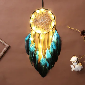 

1PC Dream Catcher Led Handmade Feathers Night Light Dream Catchers Wall Hanging Home Room Decoration Baby Wall Decor