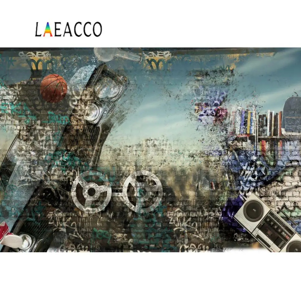 Laeacco граффити фон для фотографии старая пустынная стена гранж узор диско