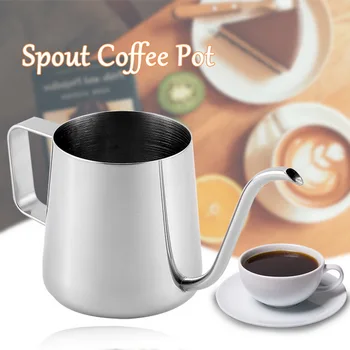

350Ml Long Narrow Spout Coffee Pot Gooseneck Kettle Stainless Steel Hand Drip Kettle Pour Over Coffee Tea Pot With Wooden Top