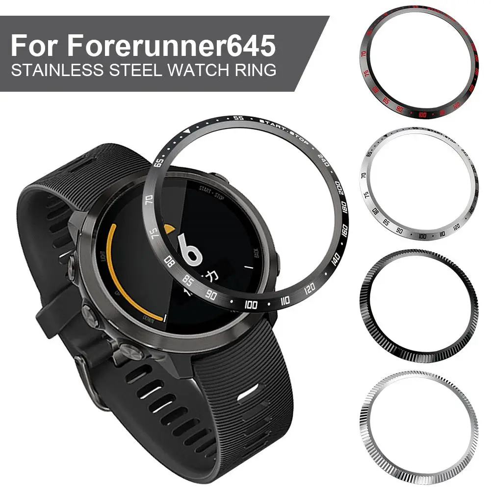 For Forerunner 645 Metal Protective Cover Ring Sculptured Time Units Round Watch Screen Protector Smart Bracelet Decoration |