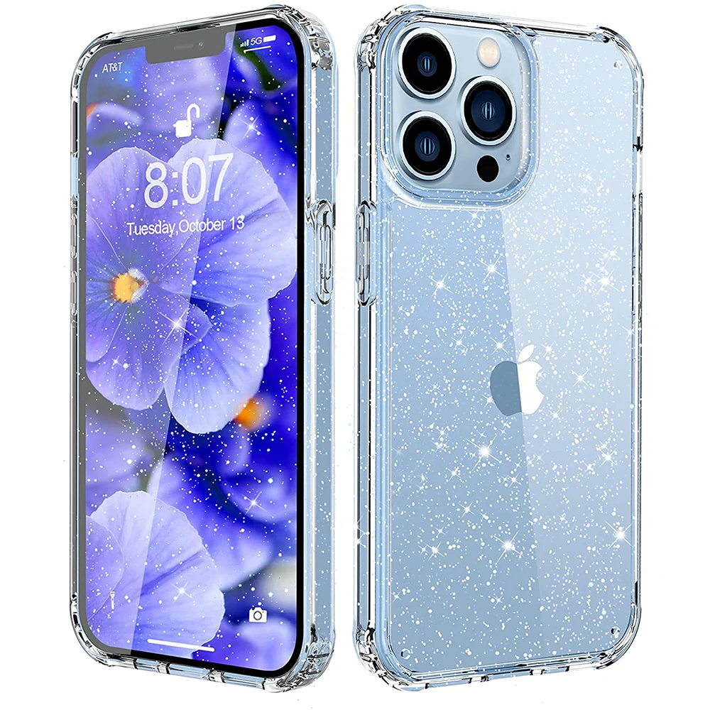 Coque pour Apple iPhone 13 en Transparent avec Paillettes Housse de  protection Étui en silicone TPU flexible avec paillettes scintillantes