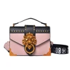 Fashion Metal Lion Head Mini Small Square Pack Shoulder Bag Crossbody Package Clutch Women  Wallet Female Handbags