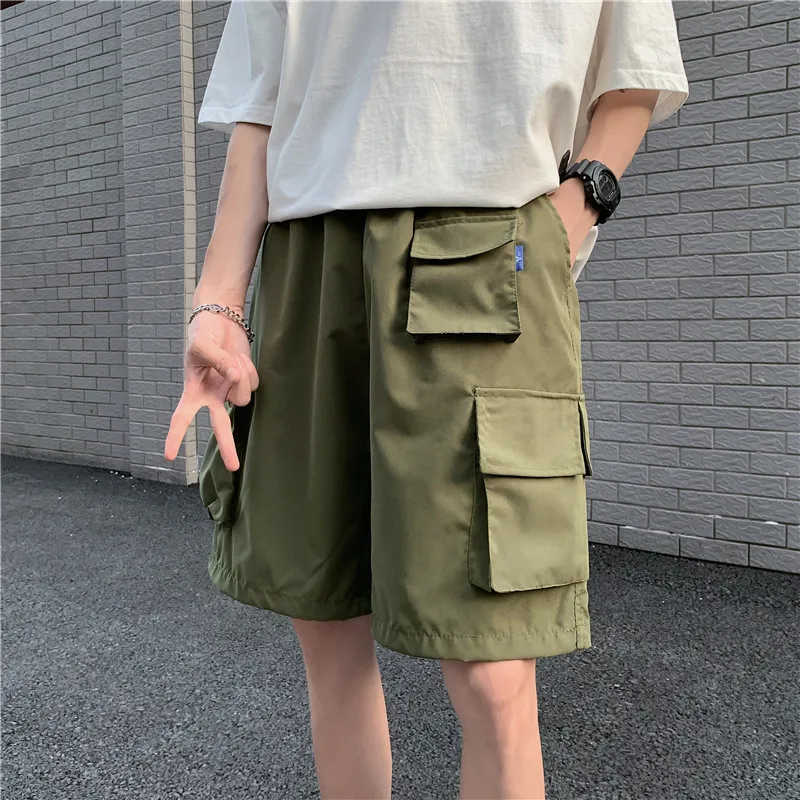 Summer fashion brand Multi Pocket tooling shorts men's straight loose wide leg versatile trend fashionable cotton streetwear