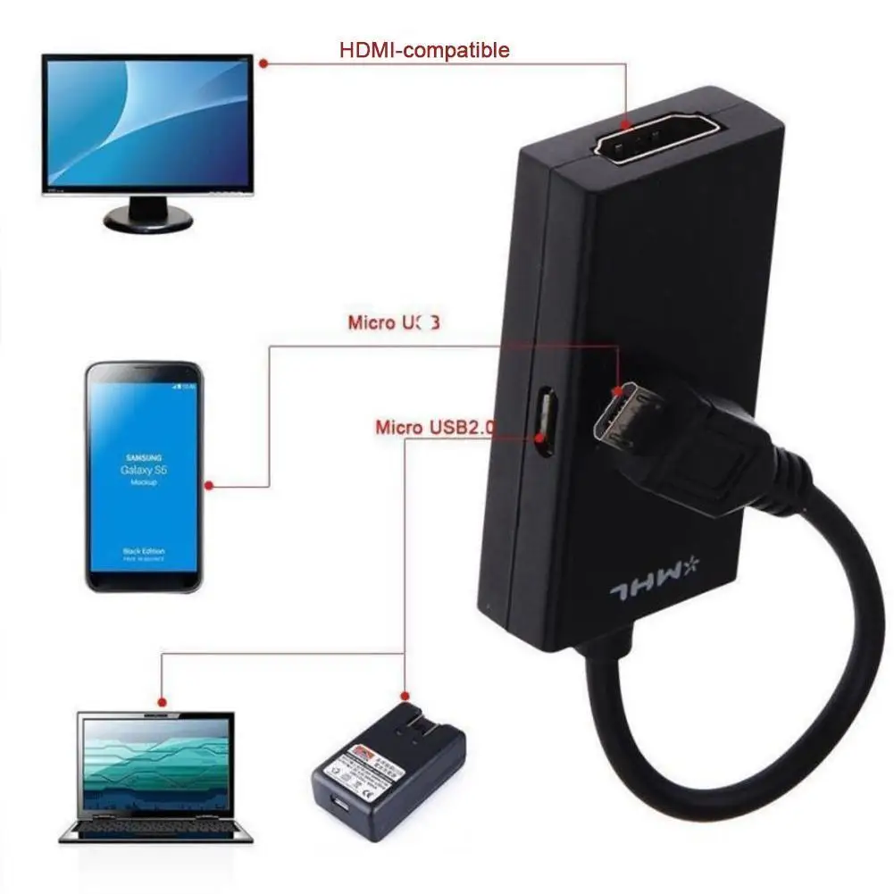 Купить Micro USB To HDMI-compatible Adapter For TV Monitor 1080P HD Audio Video Cable Converter Samsung HUAWEI Xiaomi  Мобильные телефоны | Переходники и адаптеры (1005002253610251)