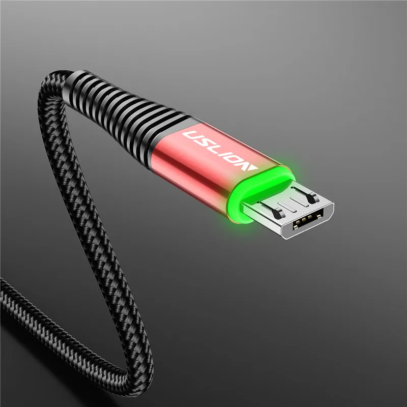 USLION 3A Micro USB кабель 0,5 м/1 м/2 м Синхронизация данных провод для быстрого заряда для samsung huawei Xiaomi Note Tablet Android USB телефонные кабели - Цвет: Red
