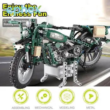

Ephex Fun Plastic Entertainment Assembled Motorcycle Premium Building Blocks Gift Building Blocks Motorcycle DIY Green Toys