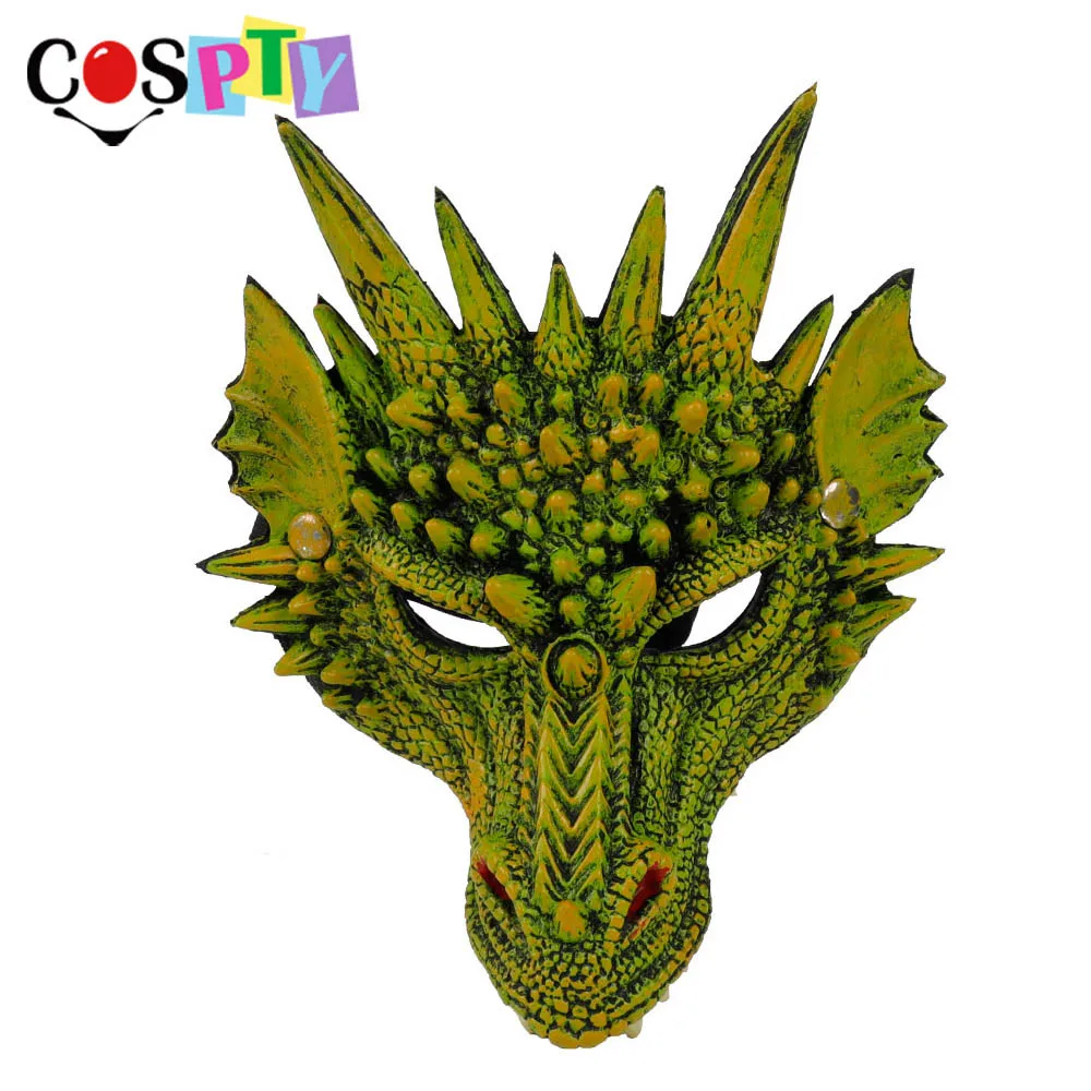 Cospty/для взрослых мальчиков и девочек; Новогоднее украшение; карнавальные вечерние костюмы в виде животных; маскарадный костюм дракона; Маскарадная маска для лица и крылья - Цвет: green mask