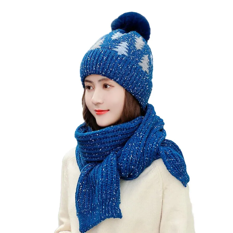 SUOGRY/2 предмета, зимняя теплая вязаная шапка с шарфом, милый вязаный толстый комплект для девочек, Студенческая женская шапка, шарф, комплект