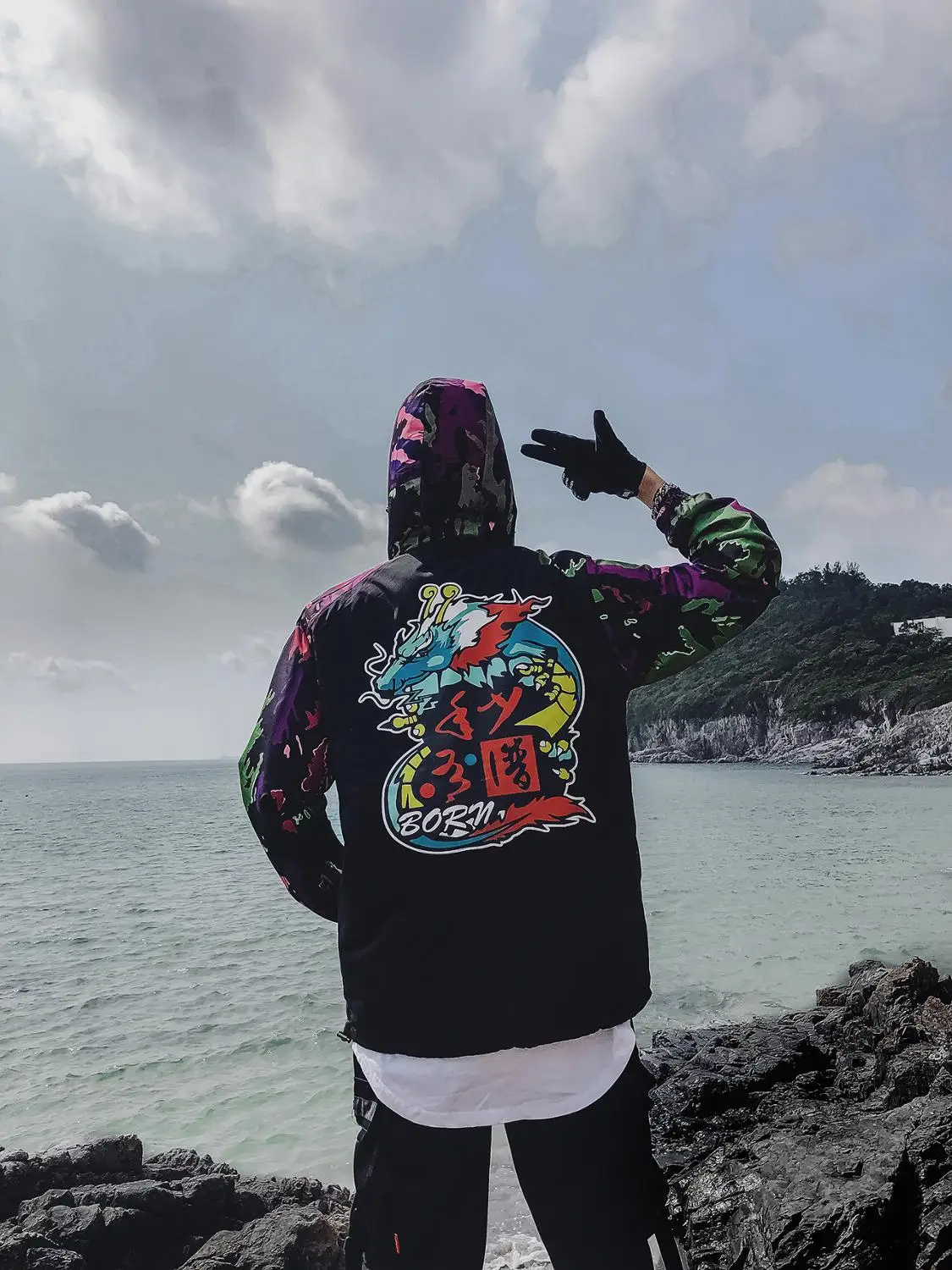 price cut  Dragon Bomber Jacket Men Outwear Streetwear Hip Hop Baseball Jacket Hooded Thin Windbreaker Jackets