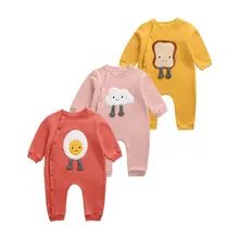 Barboteuse d'automne en coton pour bébés garçons et filles, combinaison à manches longues, joli dessin animé, vêtements pour enfants 