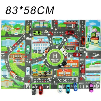 

83*58cm City Traffic Car Park Play Mat Non-woven Waterproof Kids Playmat Toys Map for Children's Mat Boy Car D550n15
