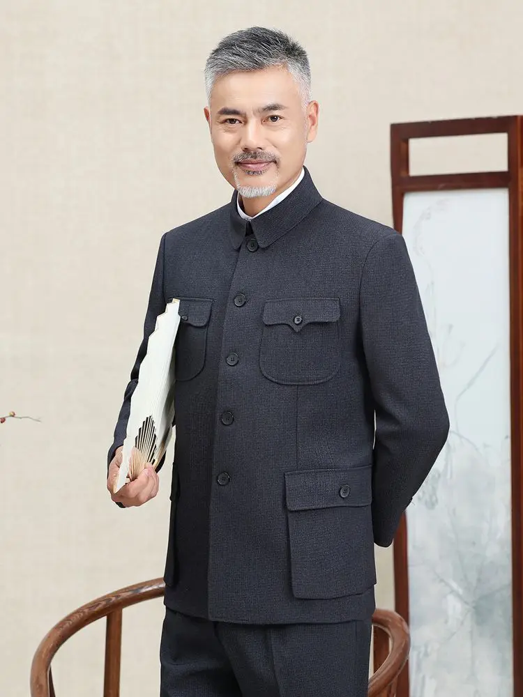 Mao Suit Tops Zhongshan Suit Men's Spring Autumn Clothes Chinese Traditional Clothing Coats Jacket Chinese Tunic for Men