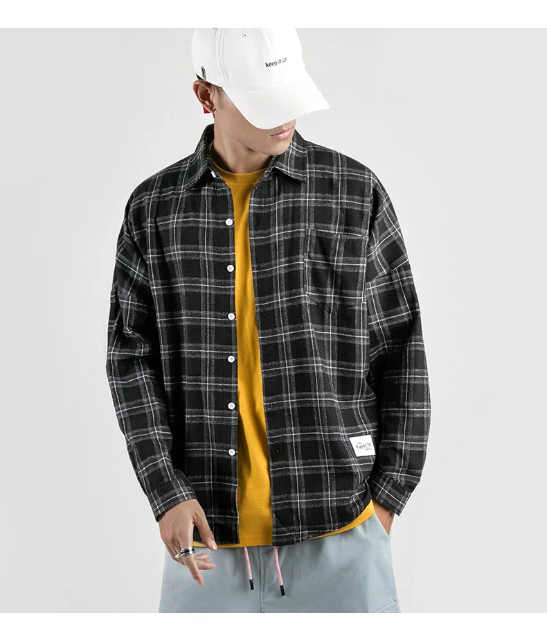 Мужская рубашка,, быстрая мода, осень, весна, chemise homme, повседневная, большой размер, длинный рукав, матовый рисунок, клетчатая рубашка для мужчин