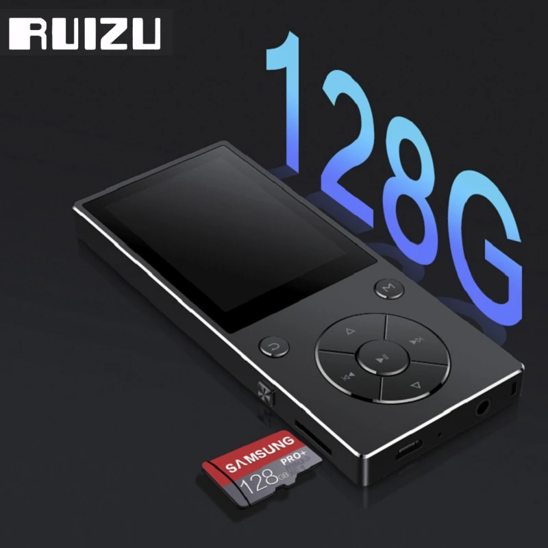 New Metal RUIZU D11 Bluetooth MP3 Player 2.4inch HD Screen 8GB HiFi Music Player with FM Radio E-Book Video Built-in Speaker