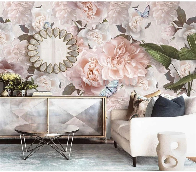 Nordic Ins Pintados à Mão Flores Papel