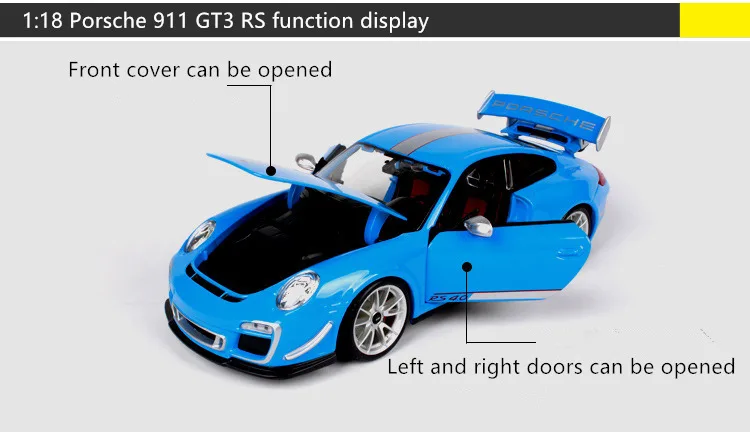 Bburago 1:18 Porsche 911 GT3 модель автомобиля из сплава Модель автомобиля украшение автомобиля коллекция Подарочная игрушка Литье под давлением модель игрушка для мальчиков