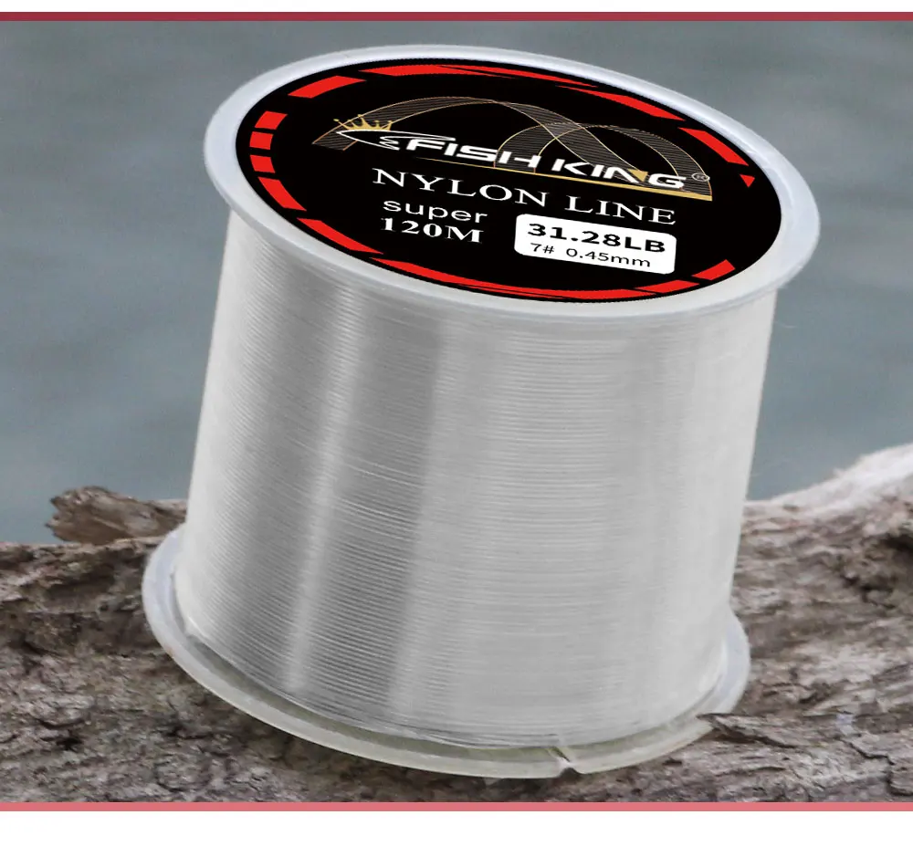 FISH KING 120M Nylon Fishing Line 5colors 4.13LB-34.32LB Carp Line