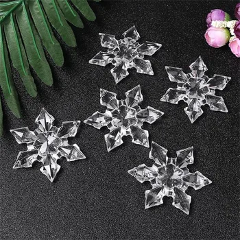 

35# 12pcs Christmas Snowflake Clear Crystal Acrylic Rhinestone for Xmas tree Pendant DIY Decorative Craft Scrapbooking Decor