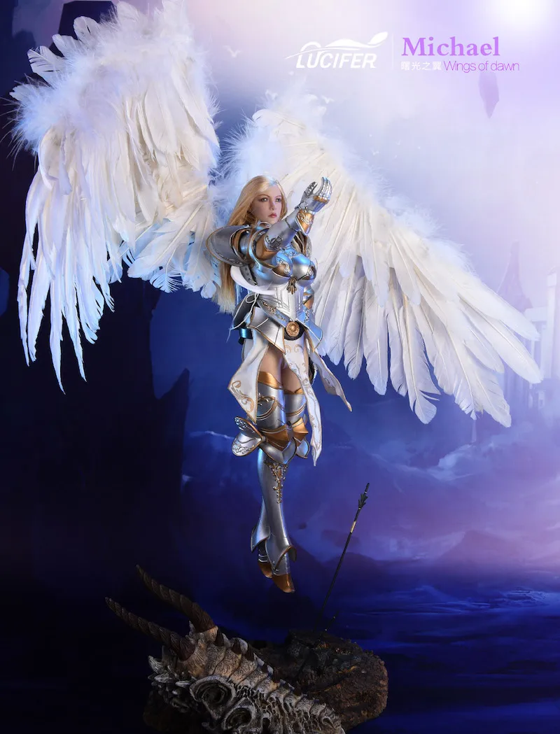 LUCIFER Seamless Female Body Wings of Dawn Archangel Michael 1/6 FIGURE w/ BASE 